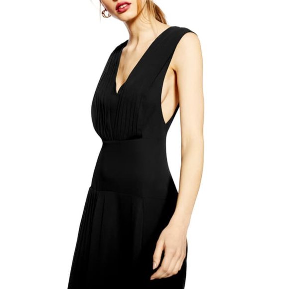 TOPSHOP Pleated Pinafore Midi Dress - Picture 2 of 3